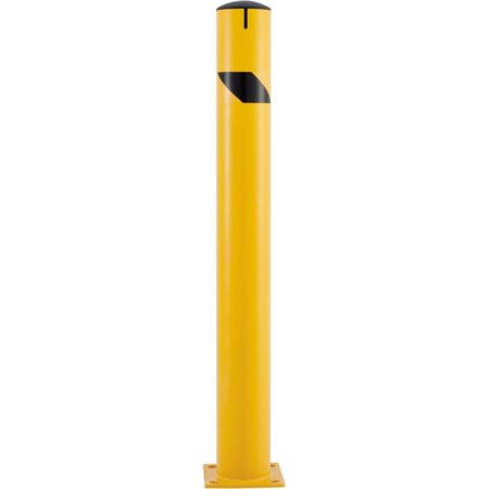 GLOBAL INDUSTRIAL Steel Bollard w/Chain Slots & Removable Cap, 5-1/2Dia. x 48H, Yellow 670534M